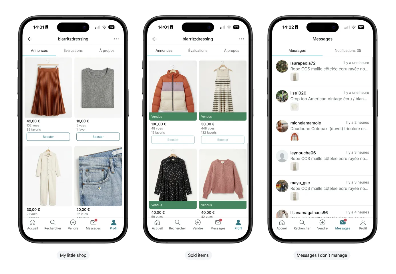Vinted shop and buyer messages run by the agent